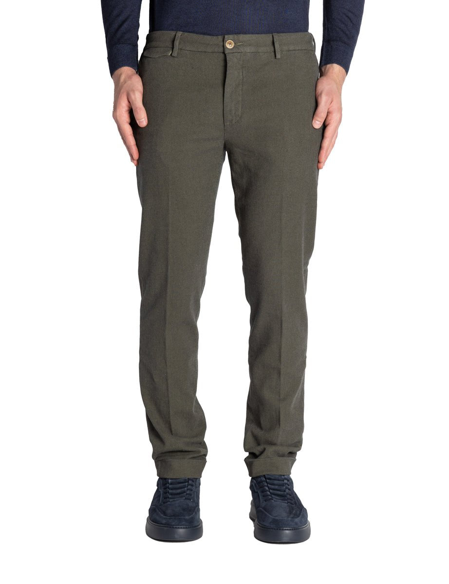 pantalone risvolto fondo punto spillo verde - teleria zed - pantalone casual
