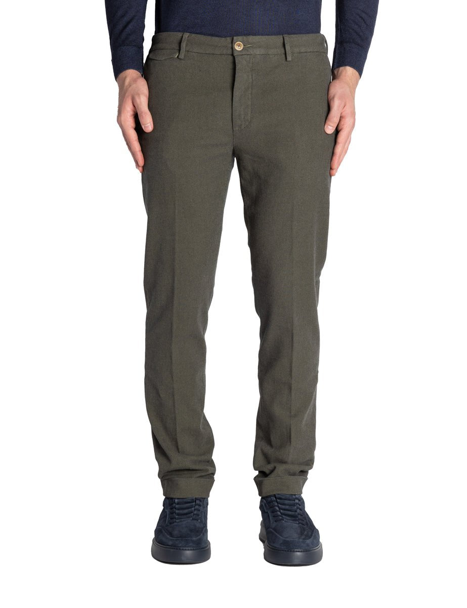 pantalone risvolto fondo punto spillo verde - teleria zed - pantalone casual