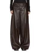 pantalone slouchy ecopelle caffè - blufrida - pantalone
