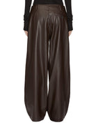 pantalone slouchy ecopelle caffè - blufrida - pantalone