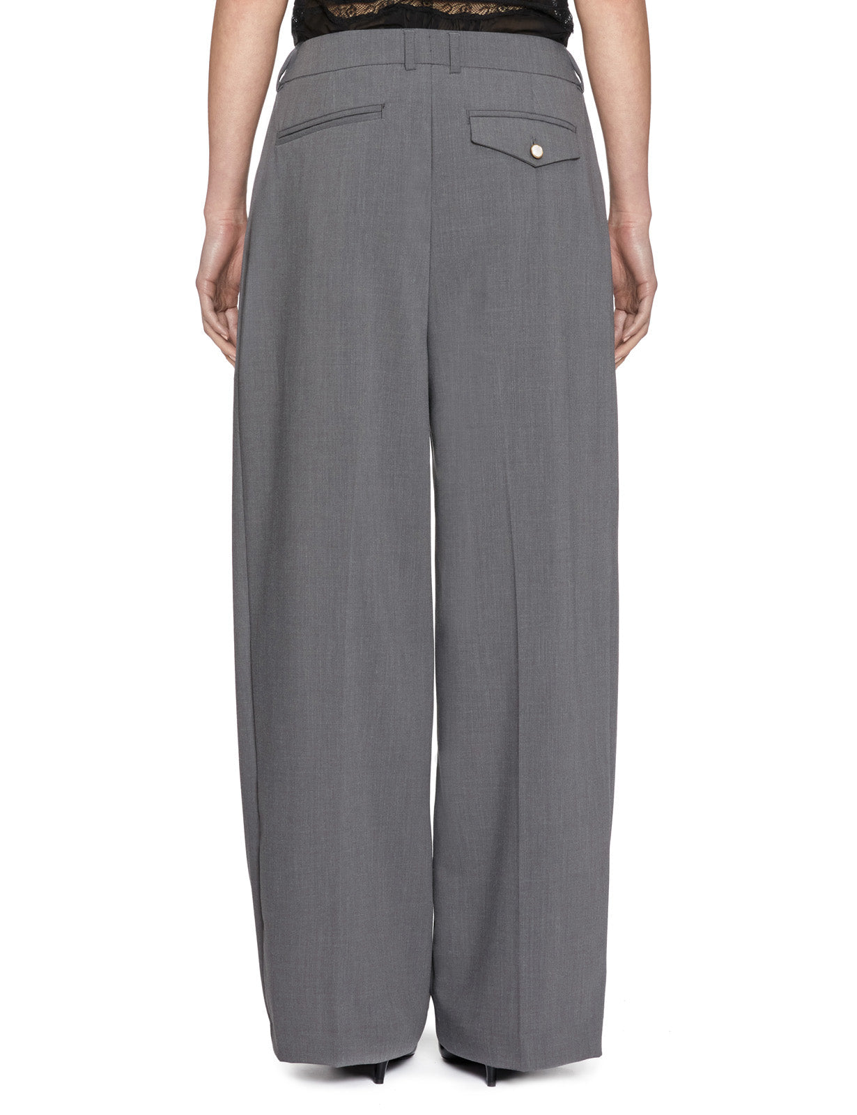 pantalone slouchy pinces grigio melange - thestroy - pantalone