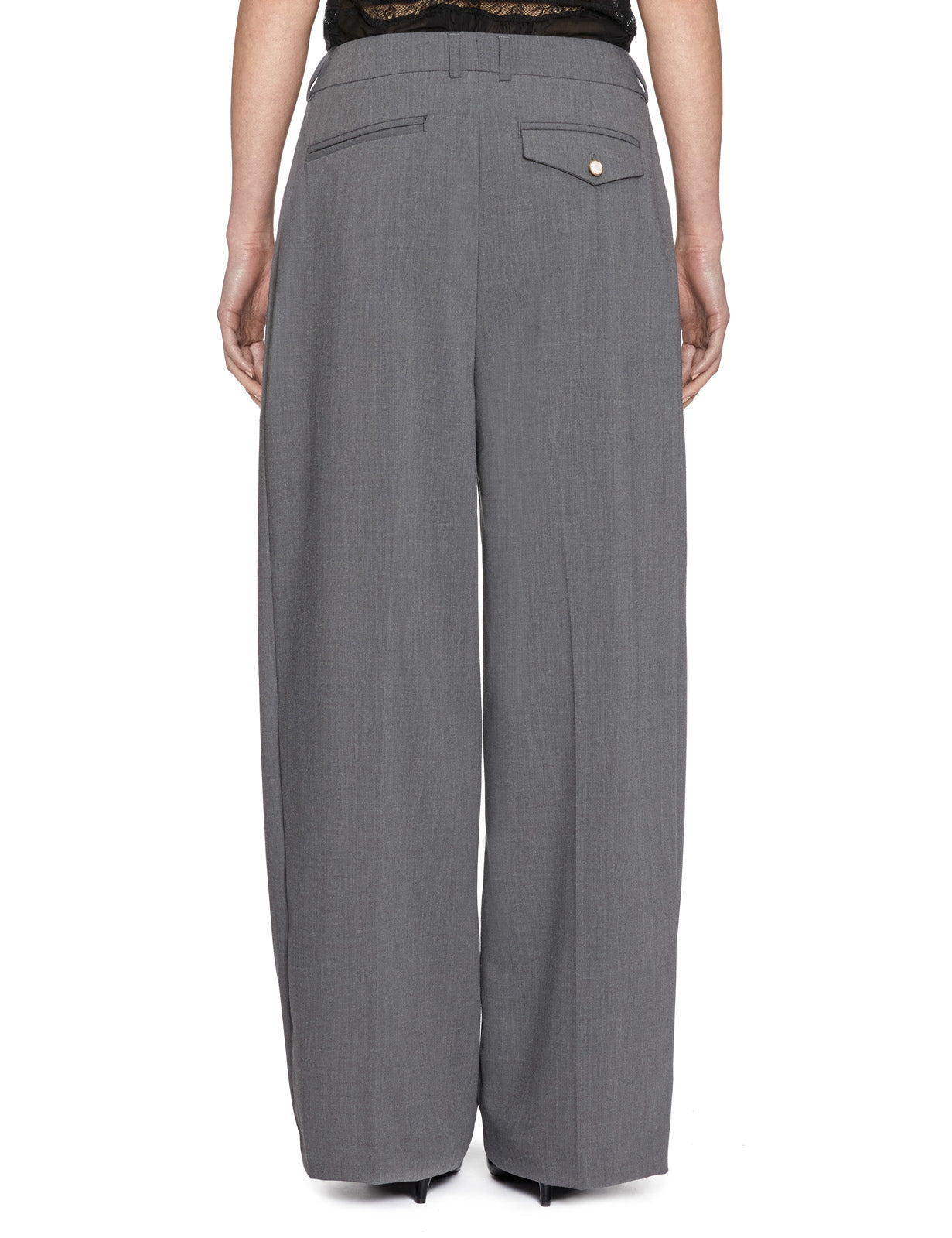 pantalone slouchy pinces grigio melange - thestroy - pantalone