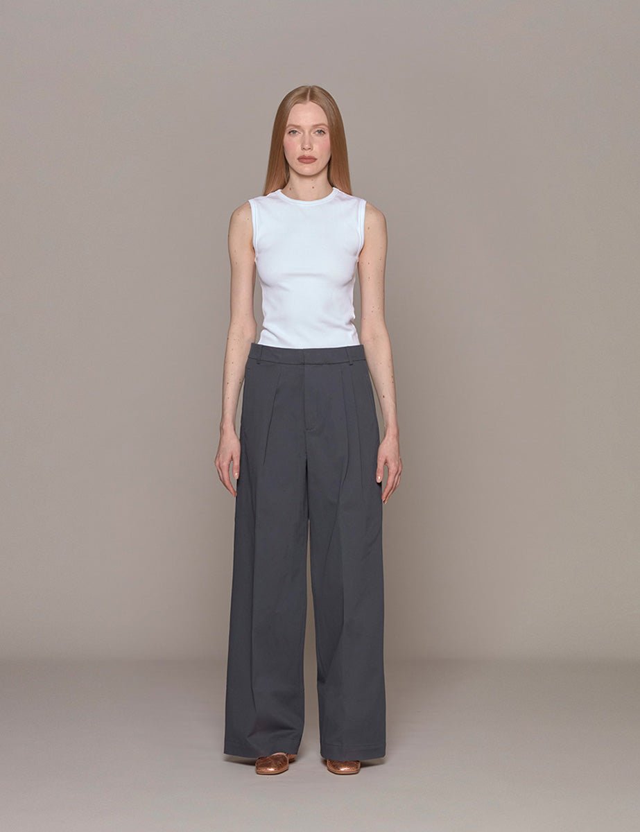 pantalone stella oliver stretch slate blue - tibi - pantalone