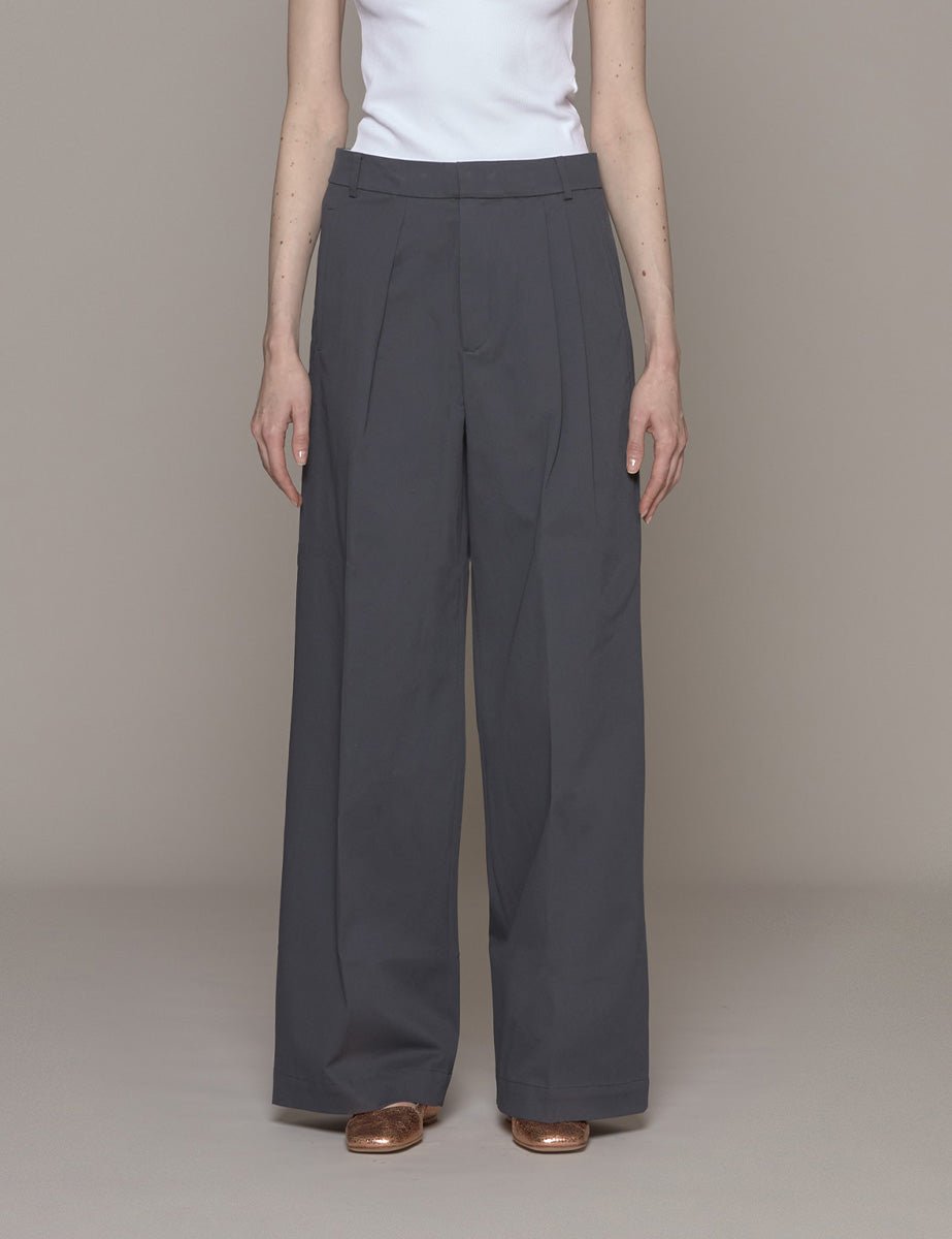 pantalone stella oliver stretch slate blue - tibi - pantalone
