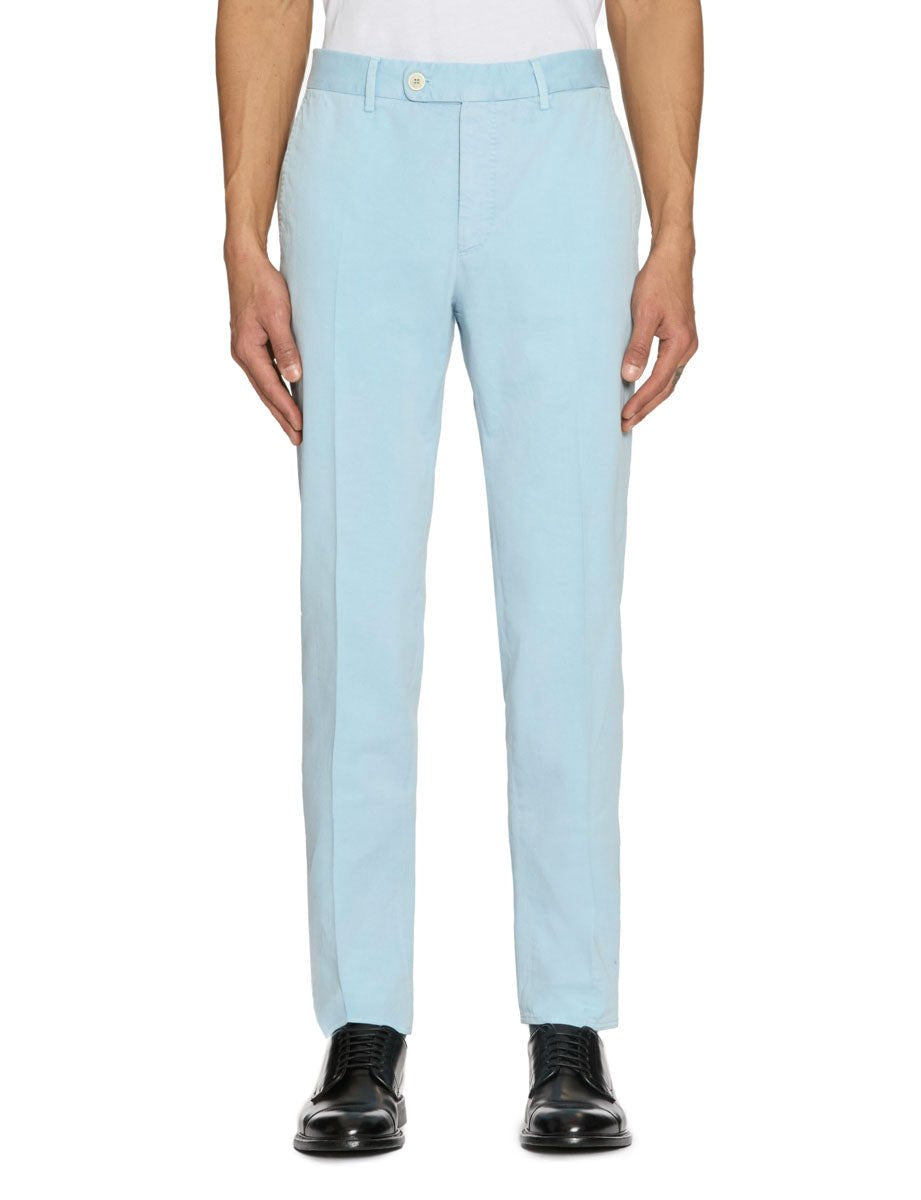 pantalone tapered fit morbido azzurro - incotex - pantalone elegante