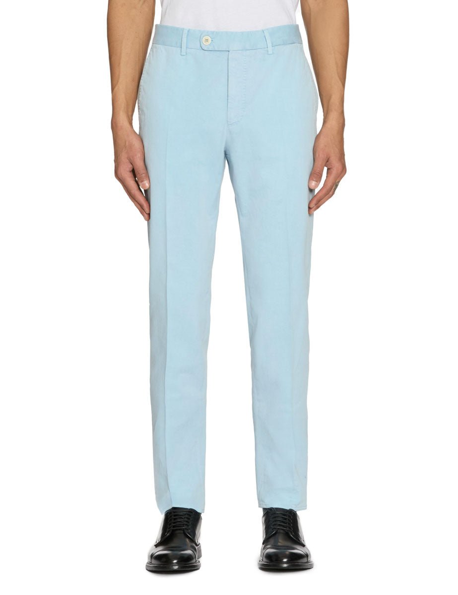 pantalone tapered fit morbido azzurro - incotex - pantalone elegante