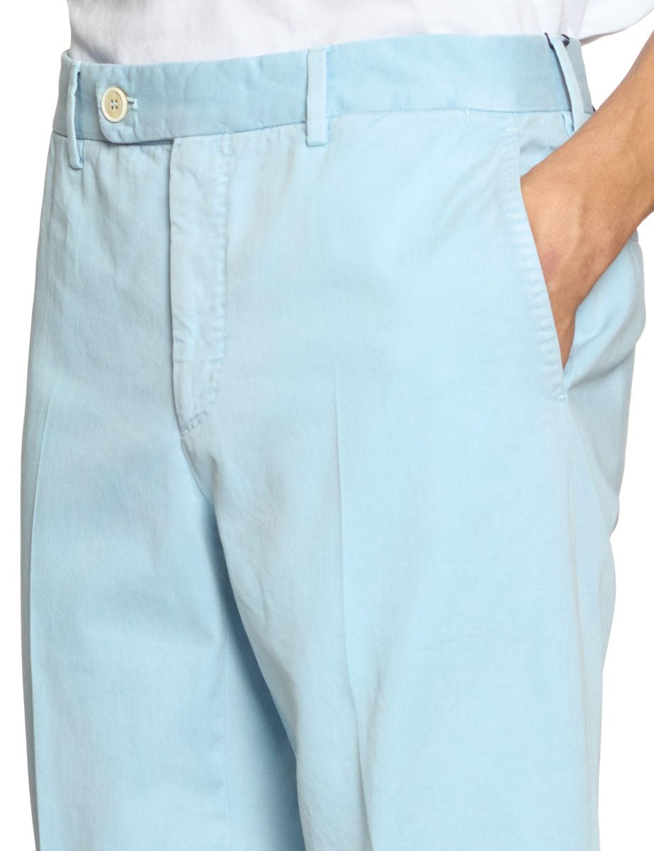 pantalone tapered fit morbido azzurro - incotex - pantalone elegante