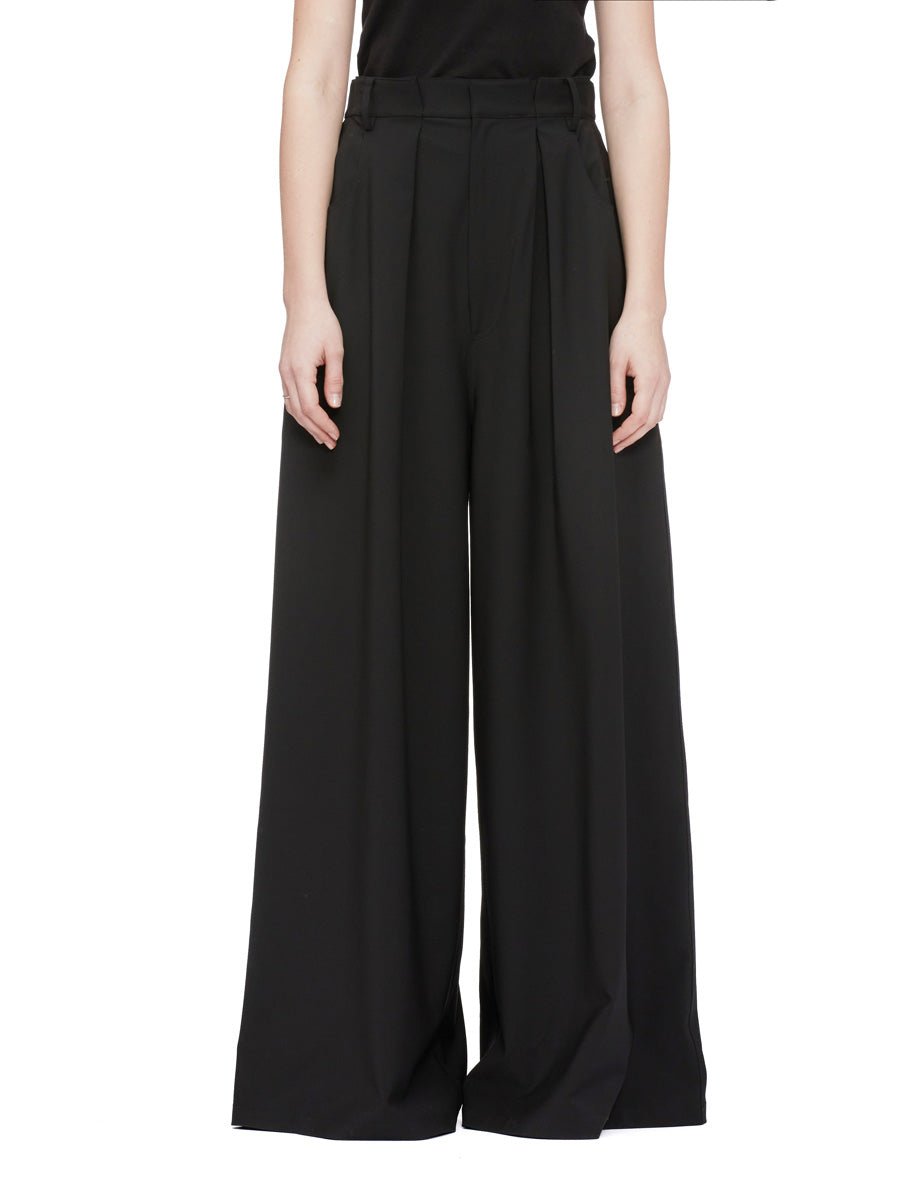 pantalone wide leg tropical wool black - tibi - pantalone