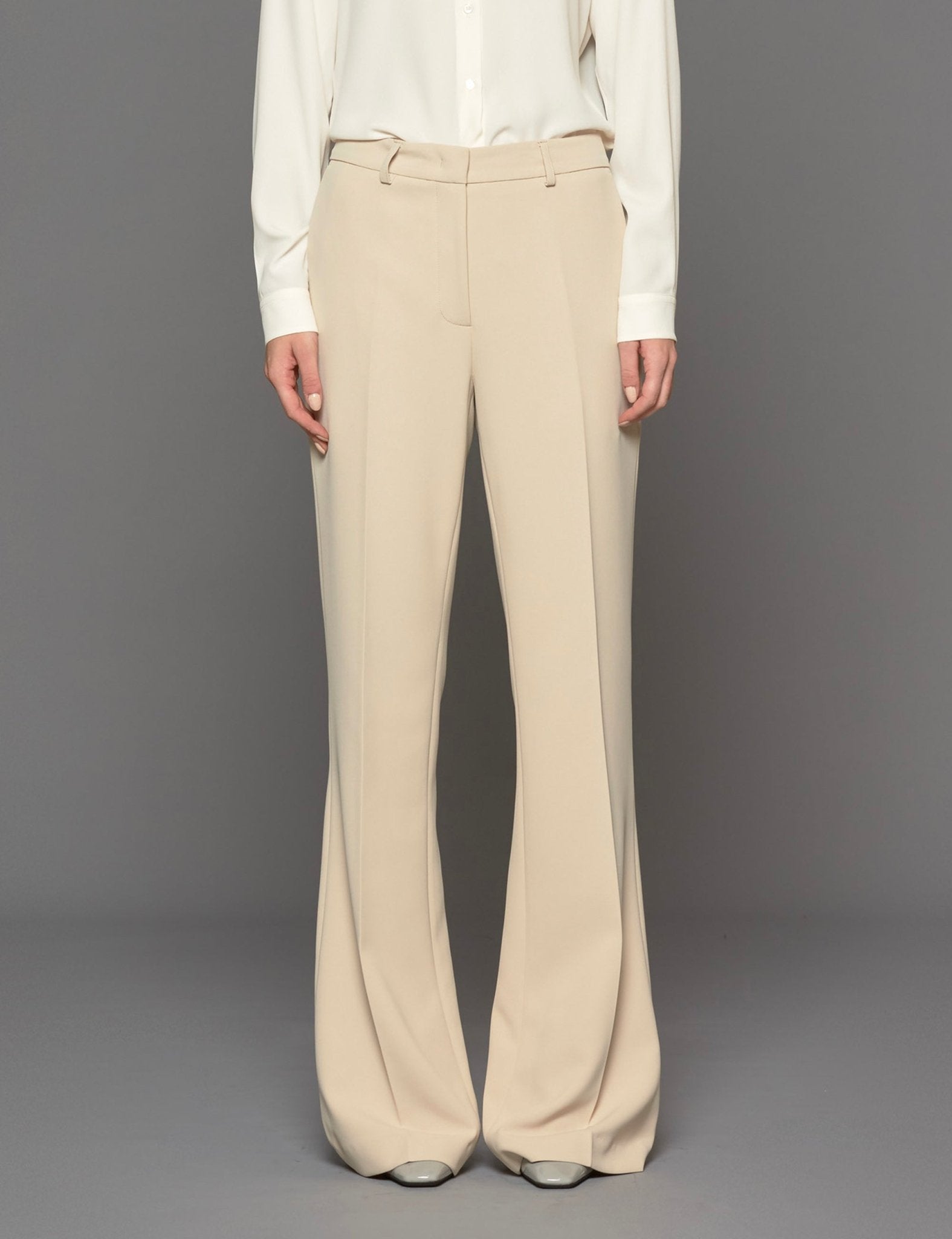 pantalone zampa crepe panna - blufrida - pantalone