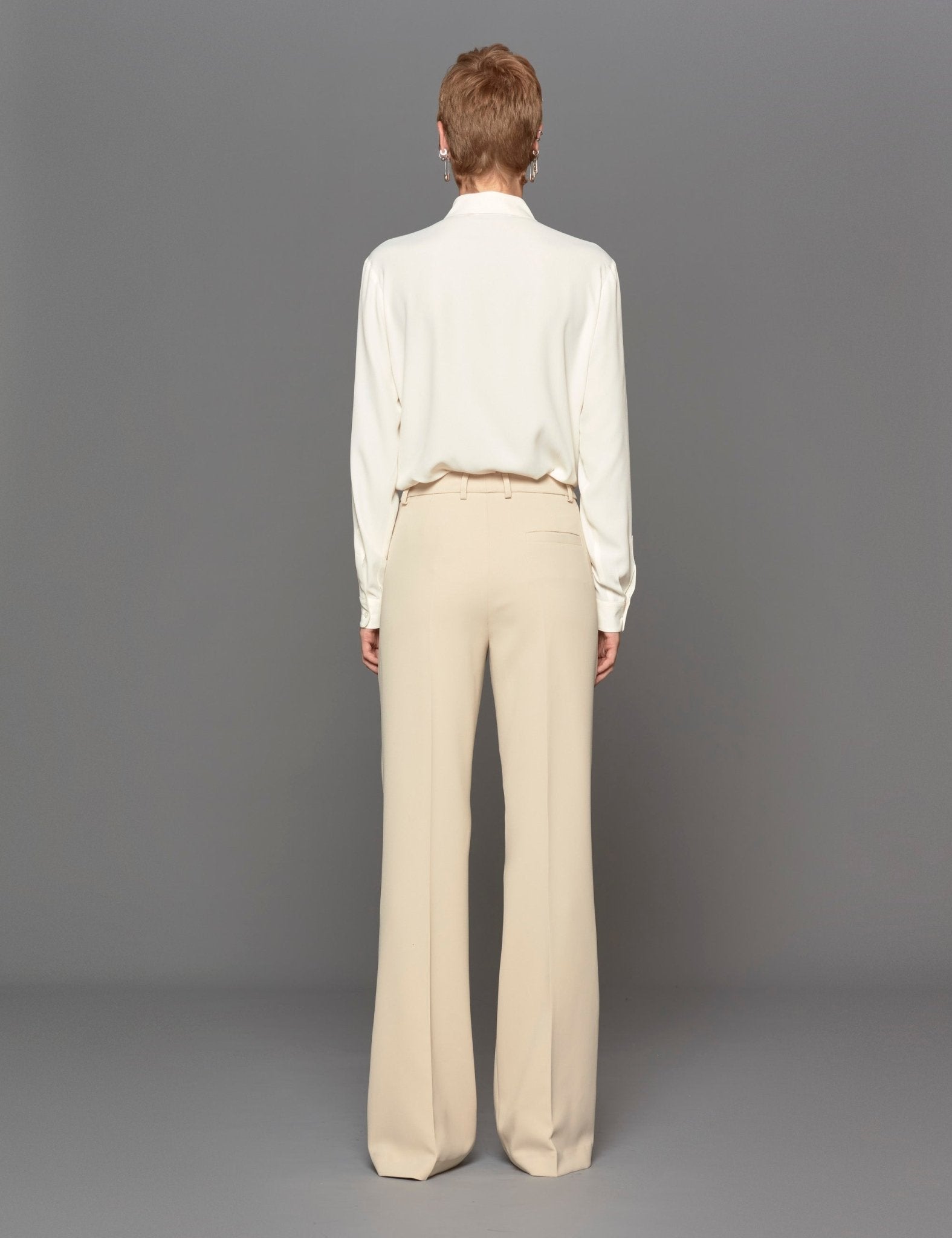 pantalone zampa crepe panna - blufrida - pantalone