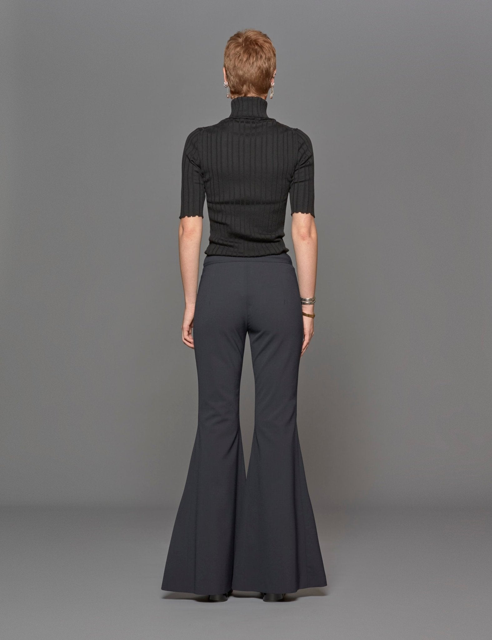 pantalone zampa lana blu - vivetta - pantalone