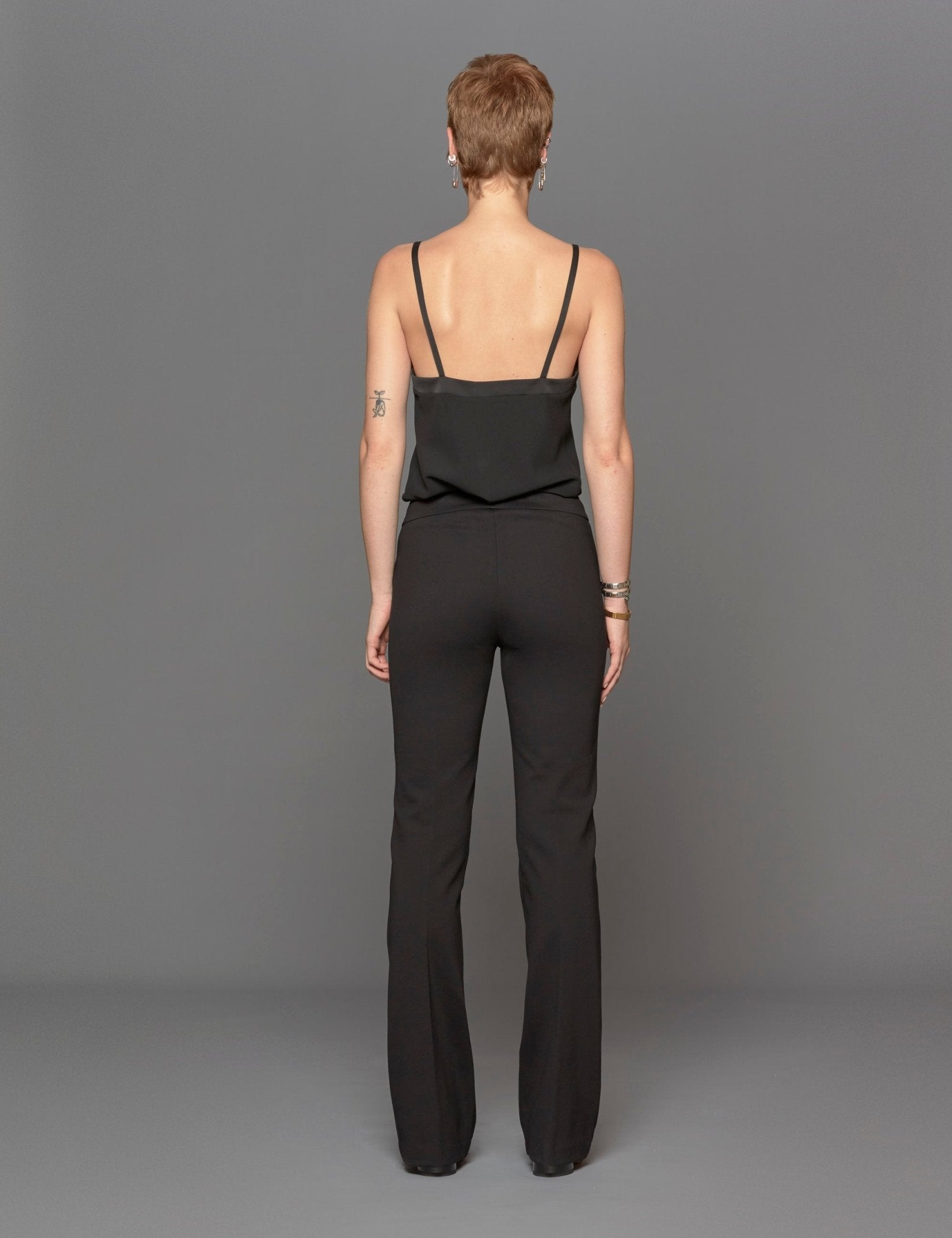 pantalone zampa punto milano nero - blufrida - pantalone
