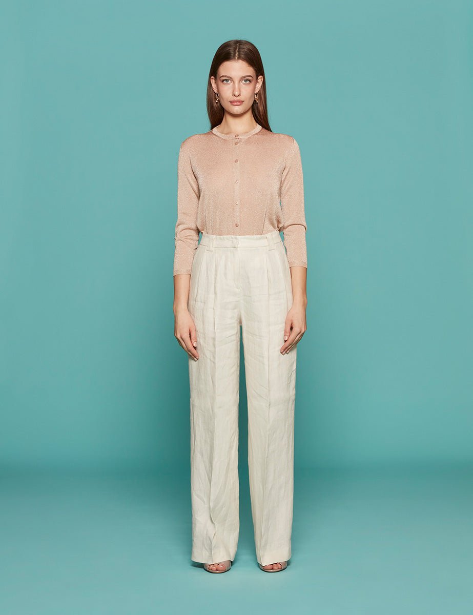 pantapalazzo elodie largo doppia pinces bianco - incotex - pantalone