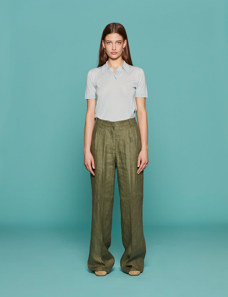 pantapalazzo elodie largo doppia pinces origano - incotex - pantalone