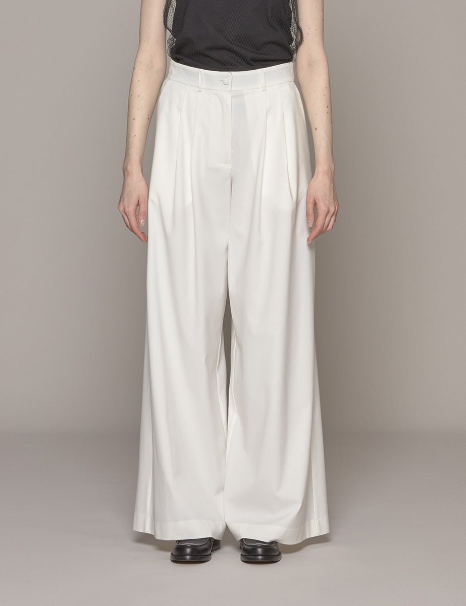 pantapalazzo fresco lana bianco sporco - hebe studio - pantalone