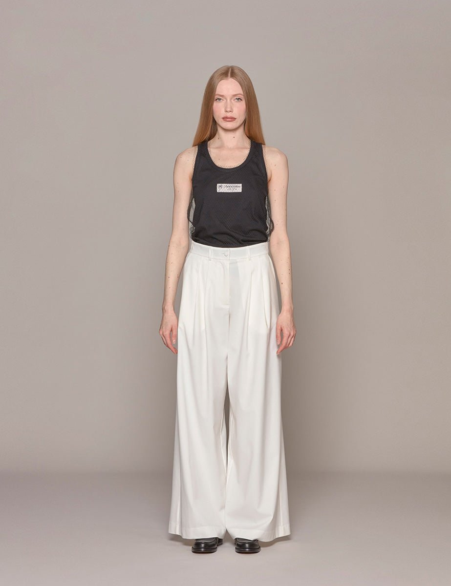 pantapalazzo fresco lana bianco sporco - hebe studio - pantalone