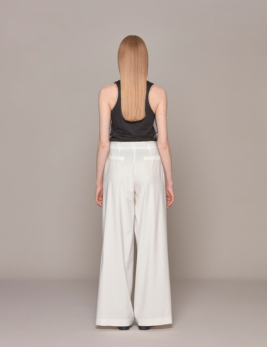 pantapalazzo fresco lana bianco sporco - hebe studio - pantalone