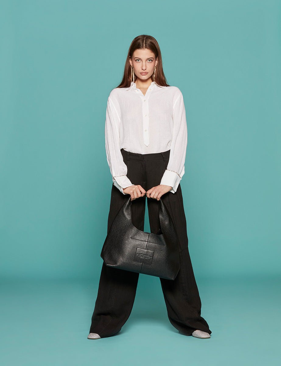 pantapalazzo gamba larga garza lino nero - n21 alessandro dell'acqua - pantalone