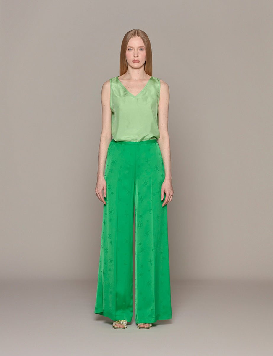 pantapalazzo jacquard etoile paradise verde - forte forte - pantalone