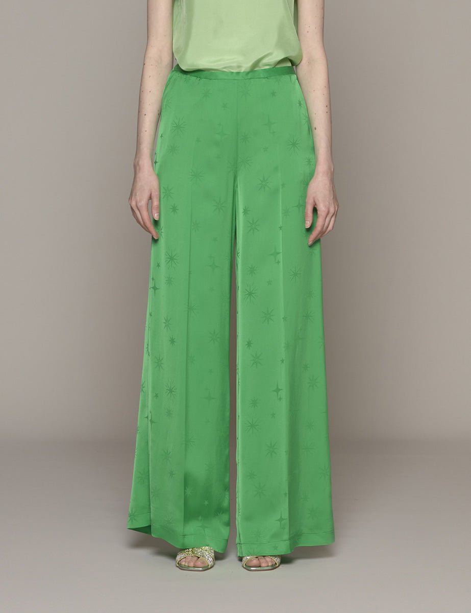 pantapalazzo jacquard etoile paradise verde - forte forte - pantalone