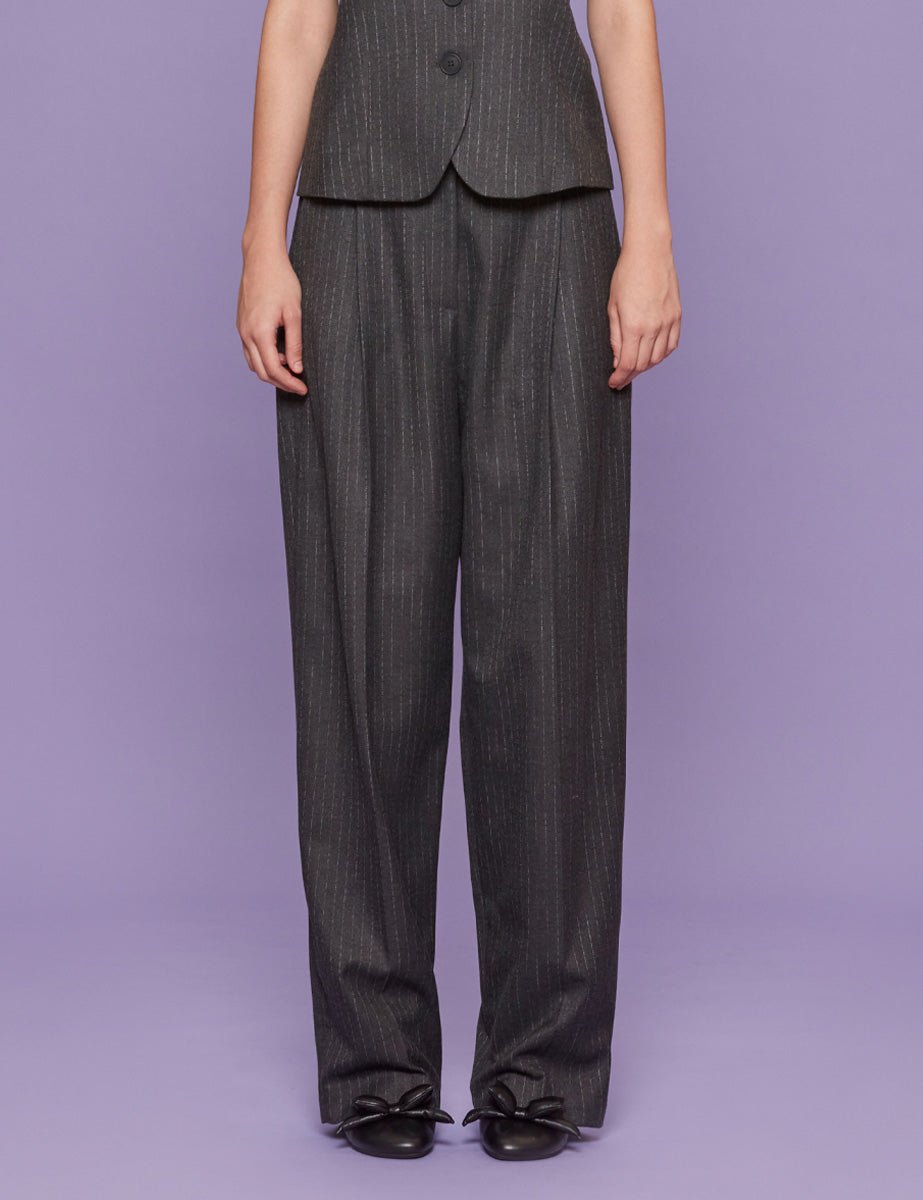 pantapalazzo over gessato antracite - blufrida - pantalone