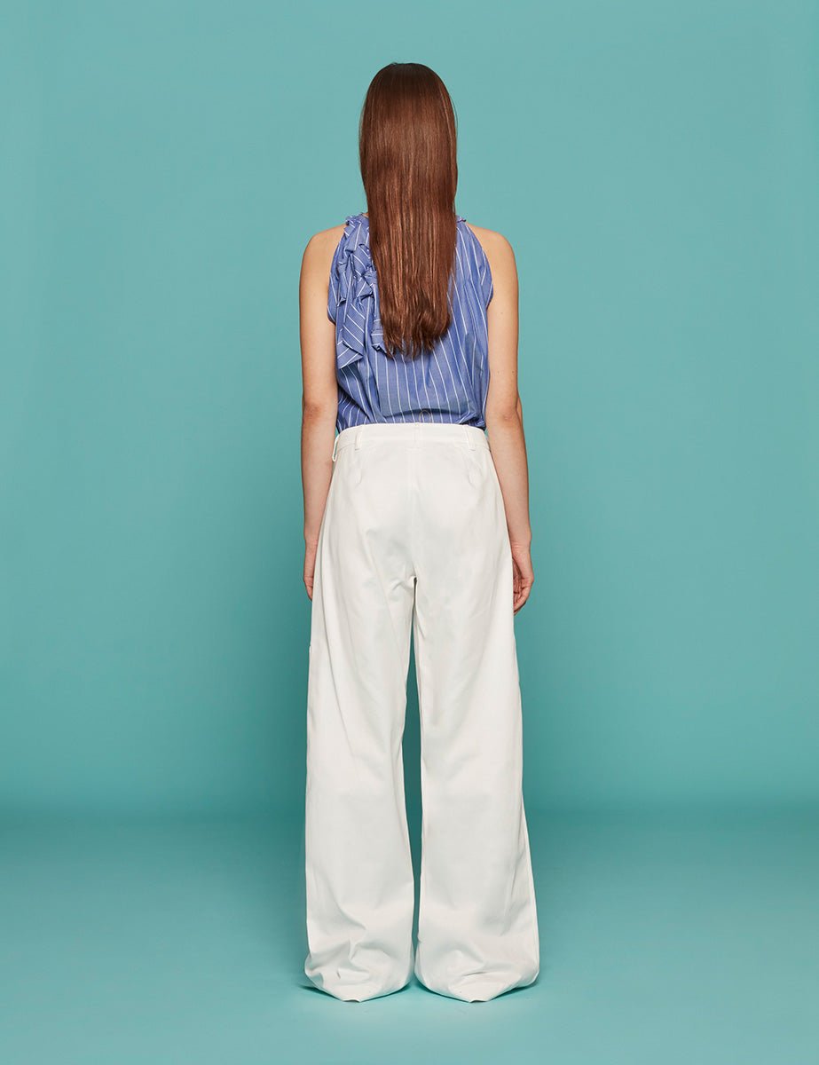 pantapalazzo rayan tasconi cotone bianco - jejia - pantalone