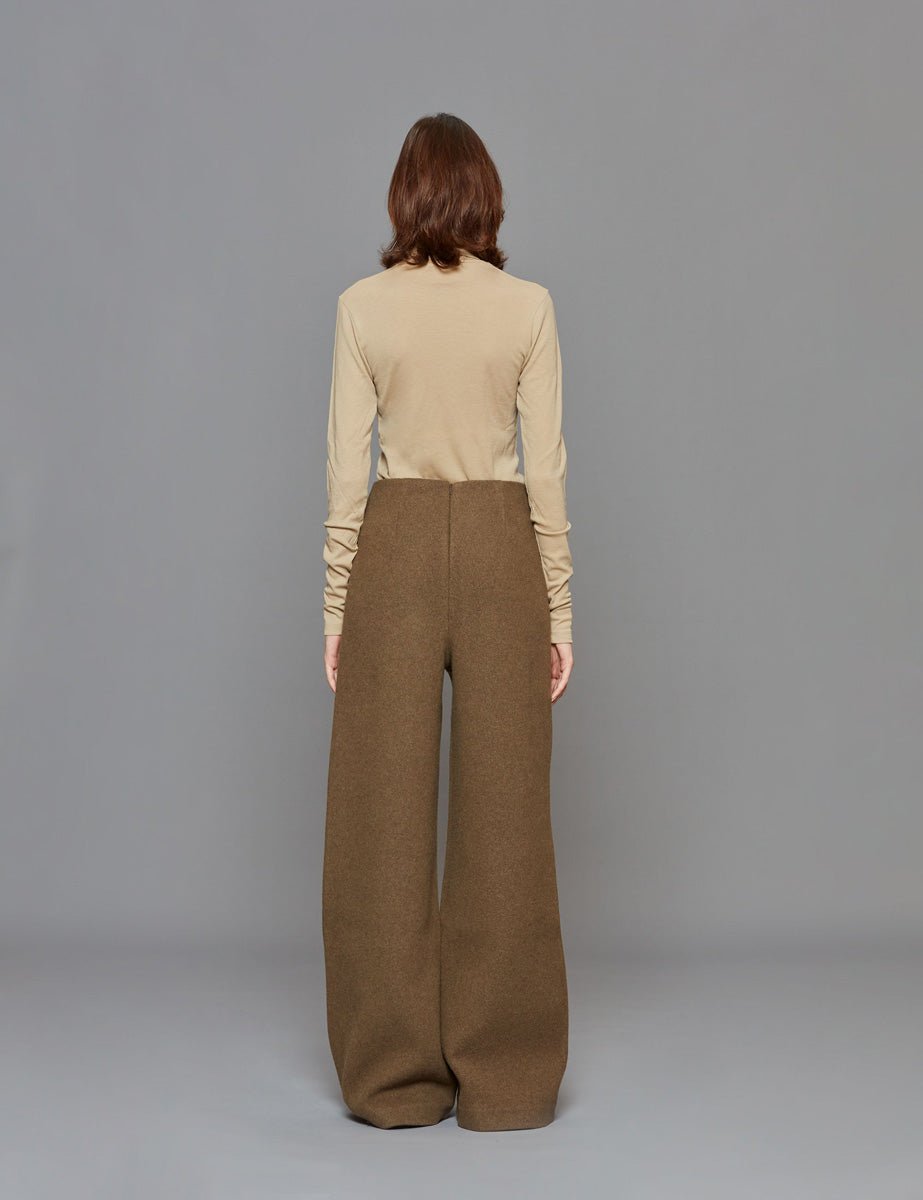 pantapalazzo shaped wool moss - rohe - pantalone