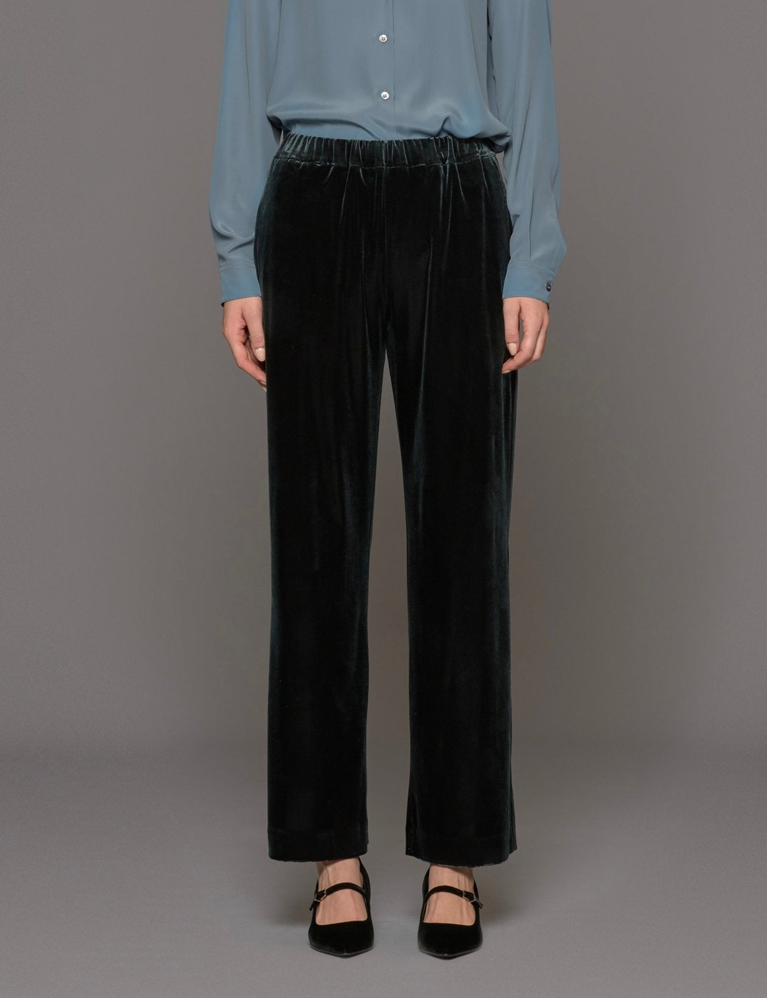 pantapalazzo velluto liscio verde - blufrida - pantalone