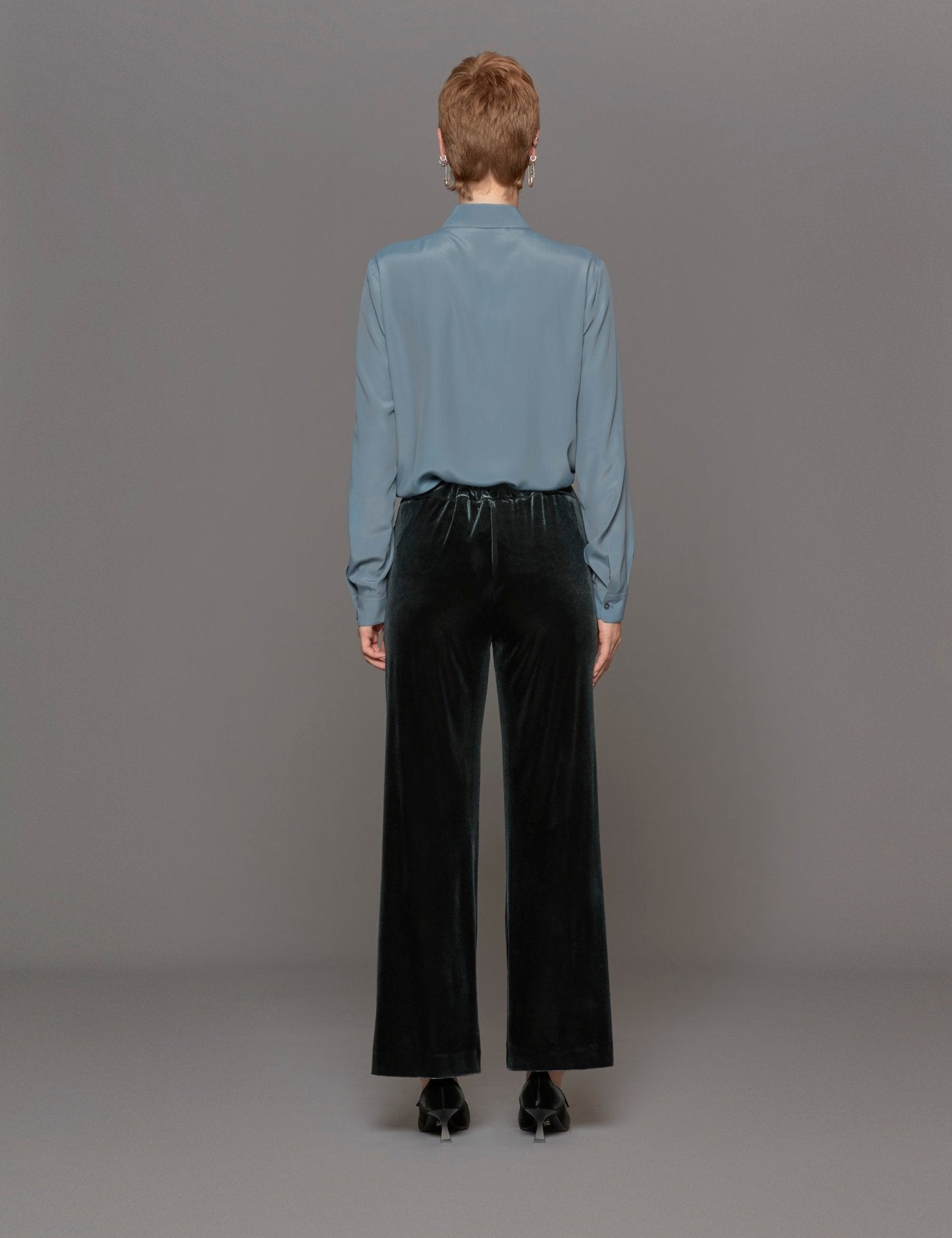 pantapalazzo velluto liscio verde - blufrida - pantalone