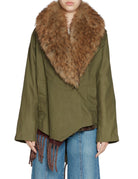 parka corto accoppiato collo ecofur verde militare - blufrida - giacca