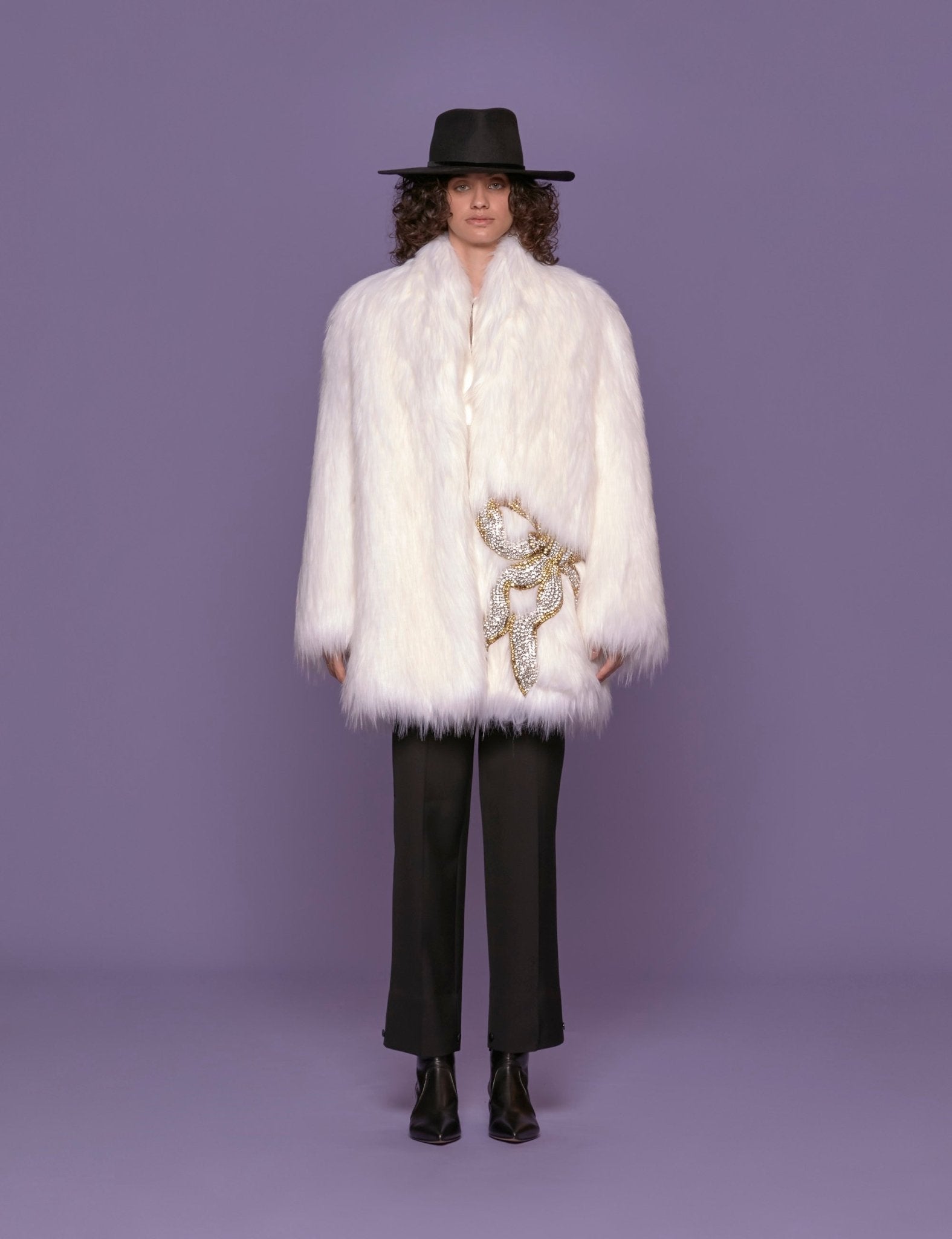 pelliccia ecofox strass bianco - vivetta - pelliccia