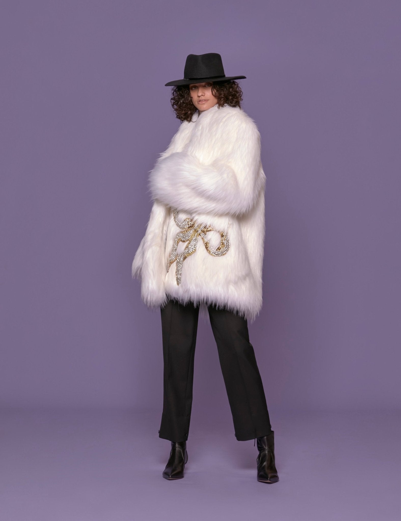 pelliccia ecofox strass bianco - vivetta - pelliccia