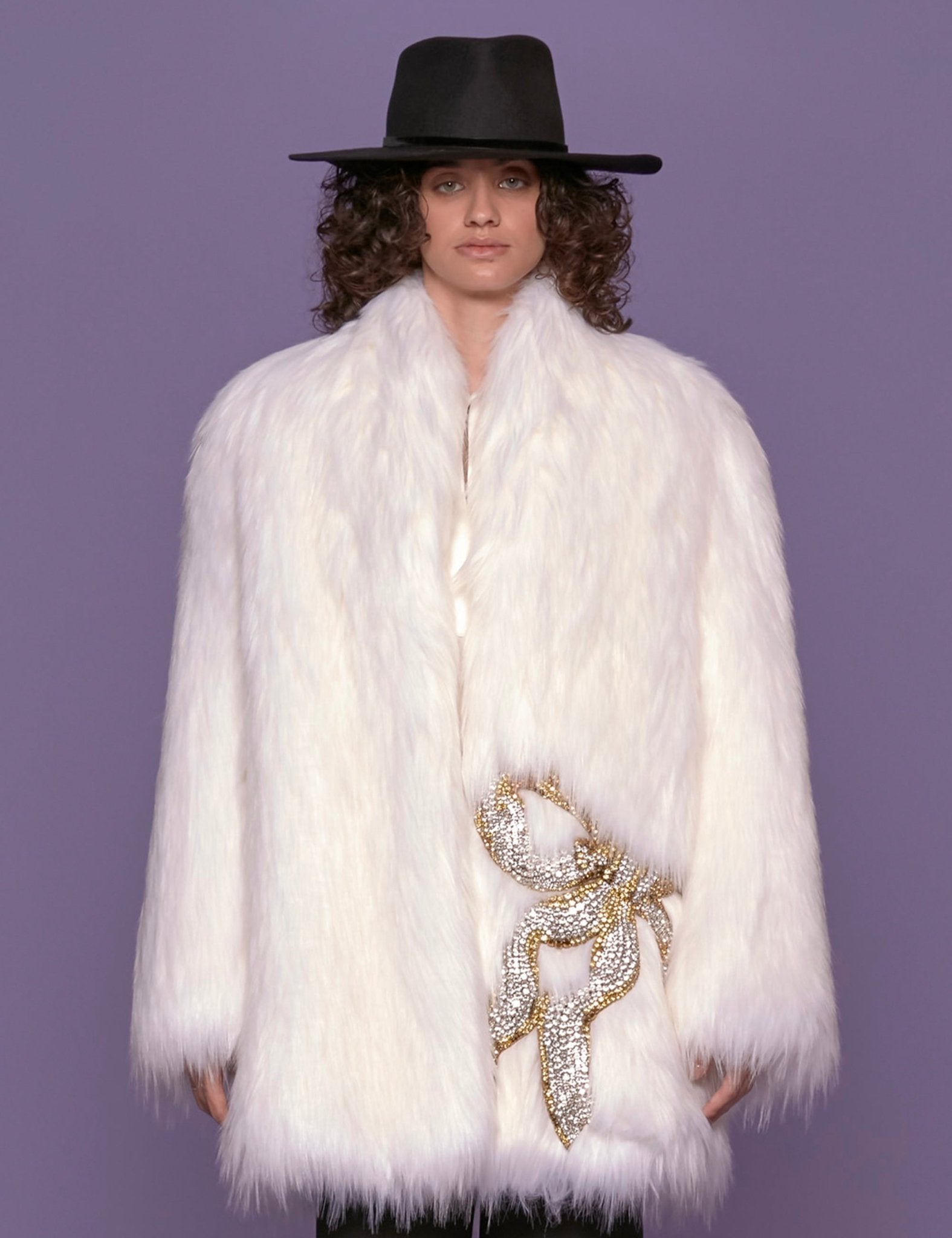 pelliccia ecofox strass bianco - vivetta - pelliccia