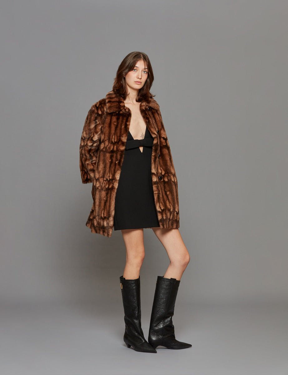 pelliccia fantasia fondo moro - n21 alessandro dell'acqua - pelliccia