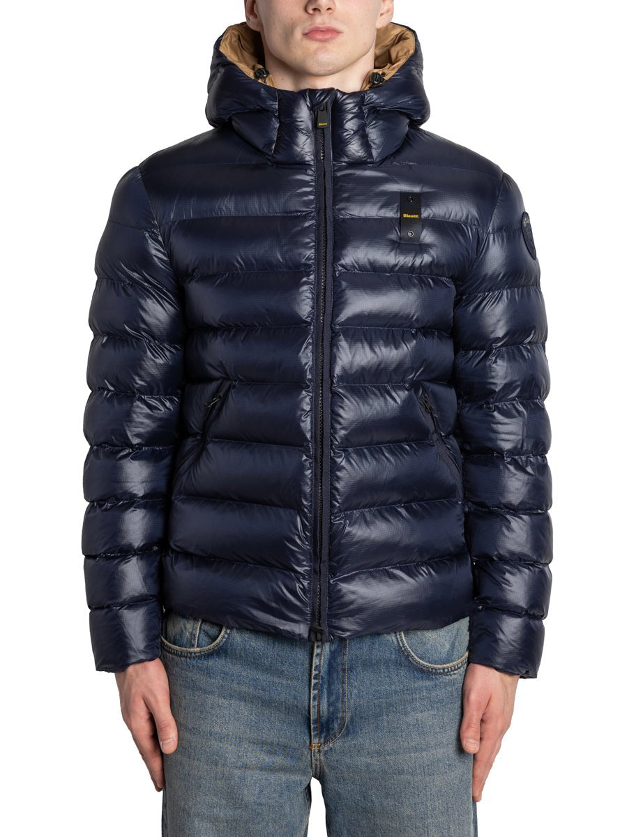 piumino adams cappuccio blu marrone - blauer - piumino