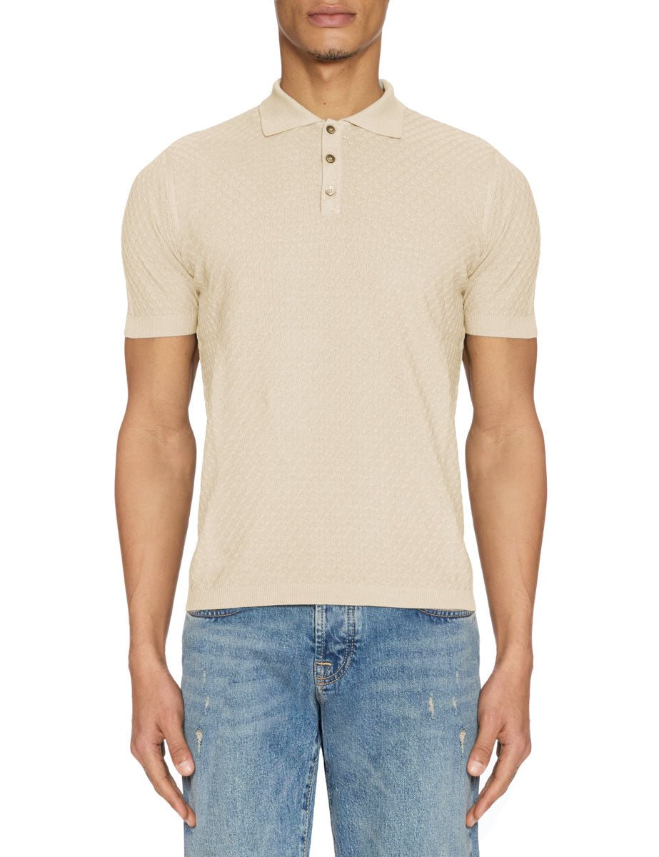 polo bottoni punto fantasia sand - blufrida - polo