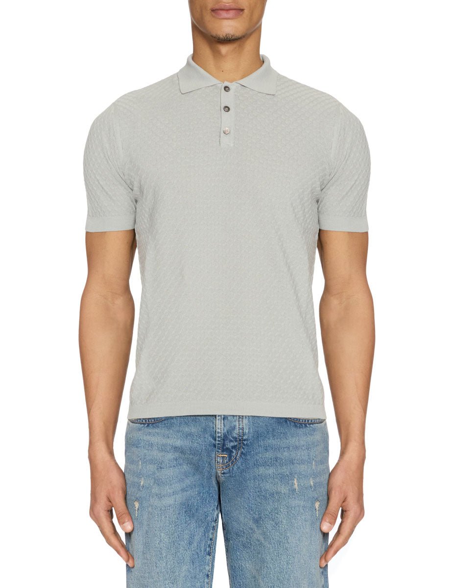 polo bottoni punto fantasia vapore - blufrida - polo