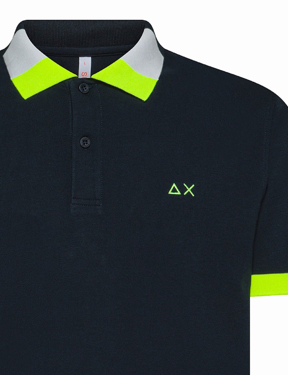 polo collo fluo multicolor blu navy - sun68 - maglia