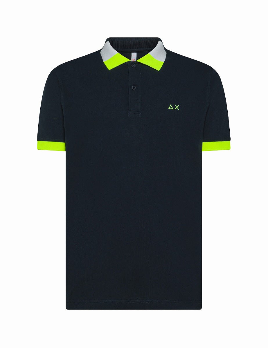 polo collo fluo multicolor blu navy - sun68 - maglia