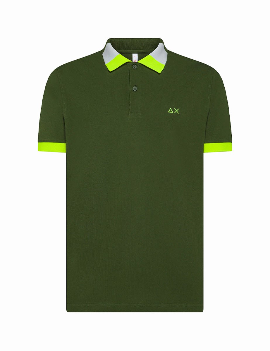 polo collo fluo multicolor verde scuro - sun68 - maglia