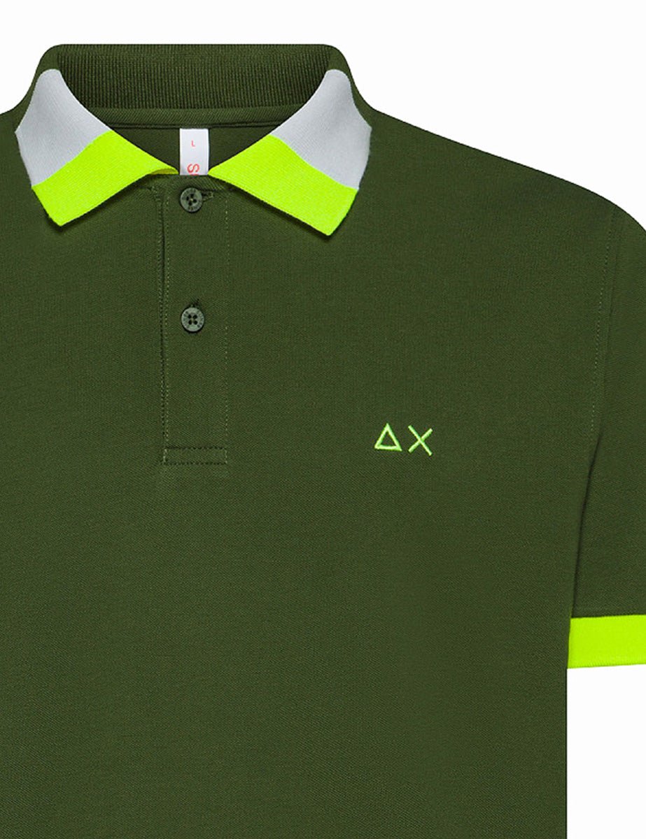 polo collo fluo multicolor verde scuro - sun68 - maglia
