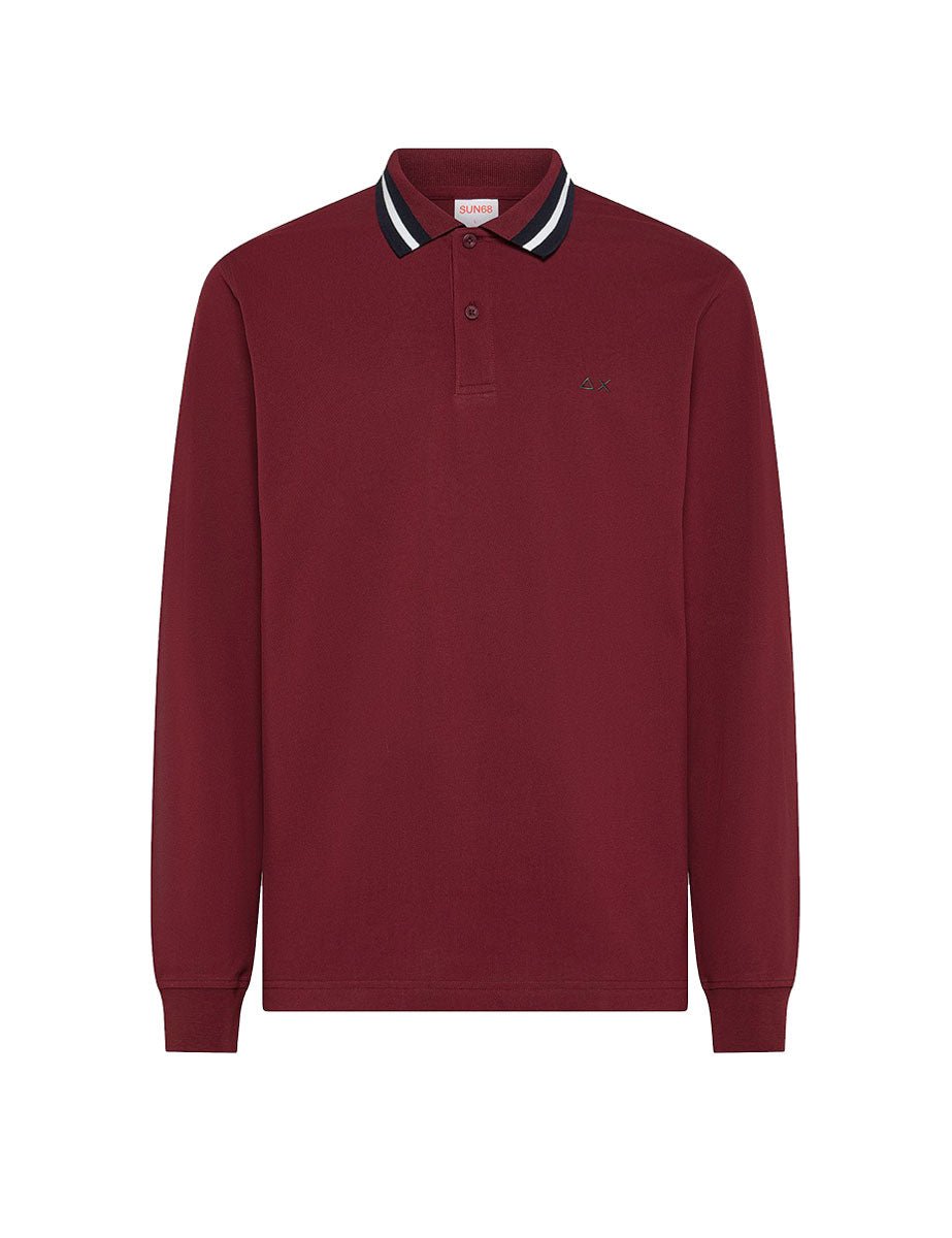 polo collo strisce bordeaux - sun68 - polo