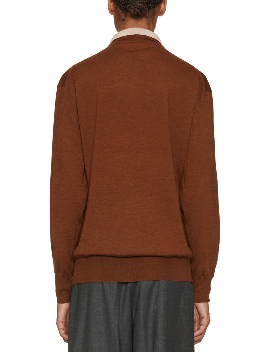 polo doppio collo marrone rosa - plan c - pullover