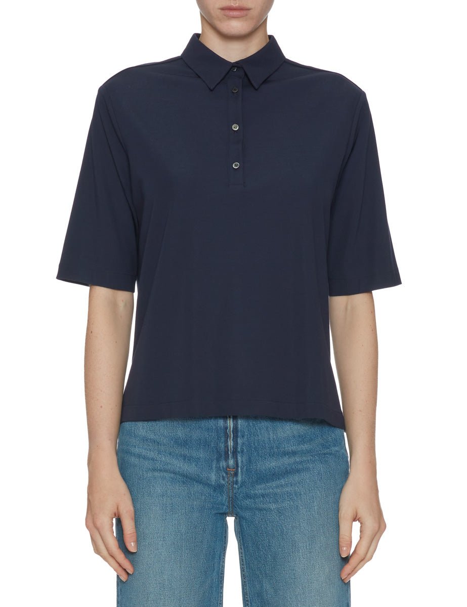 polo jersey elasticizzato blu navy - blufrida - camicia manica corta