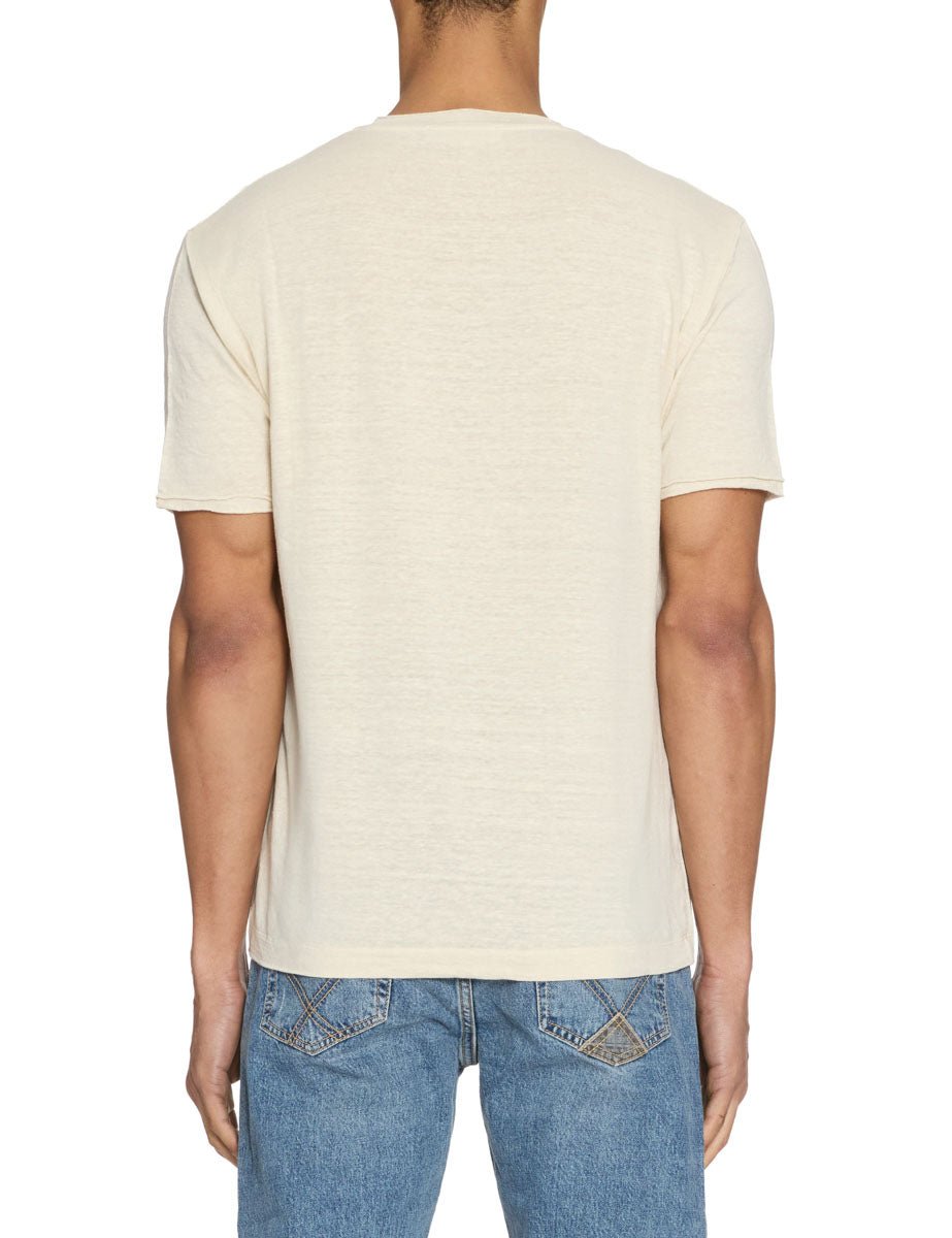 polo lino cuciture raglan contrasto ecru - daniele fiesoli - maglia