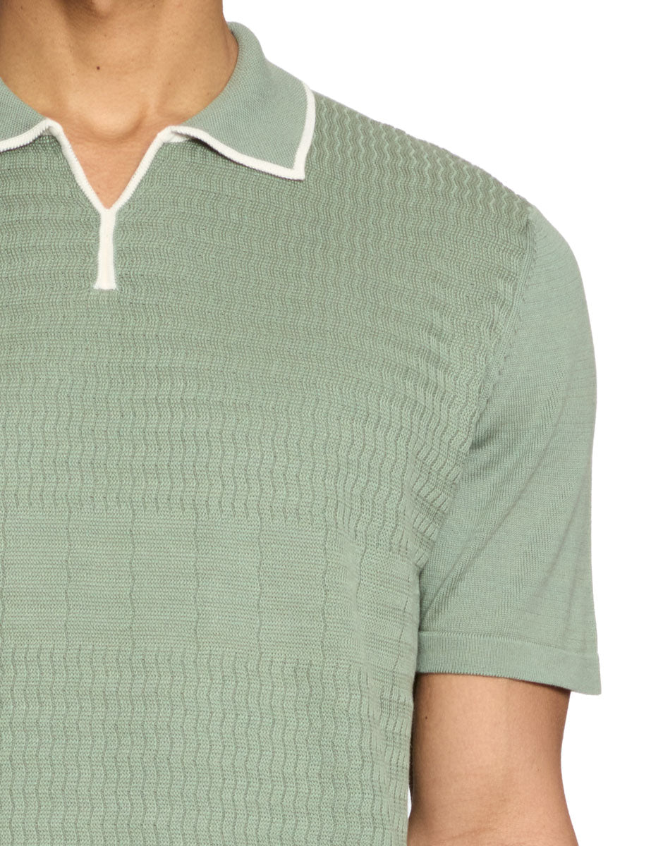 polo maglia colletto a contrasto salvia - daniele fiesoli - maglia