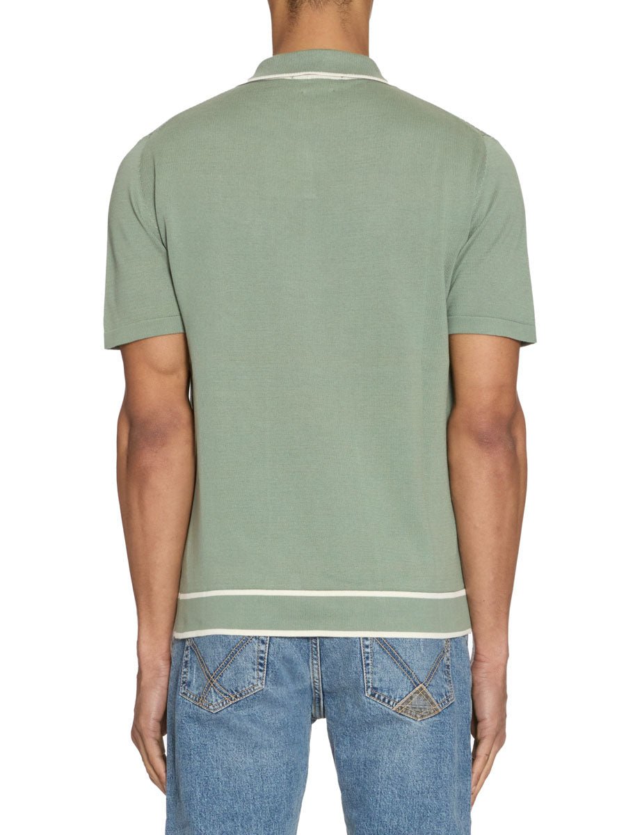 polo maglia colletto a contrasto salvia - daniele fiesoli - maglia