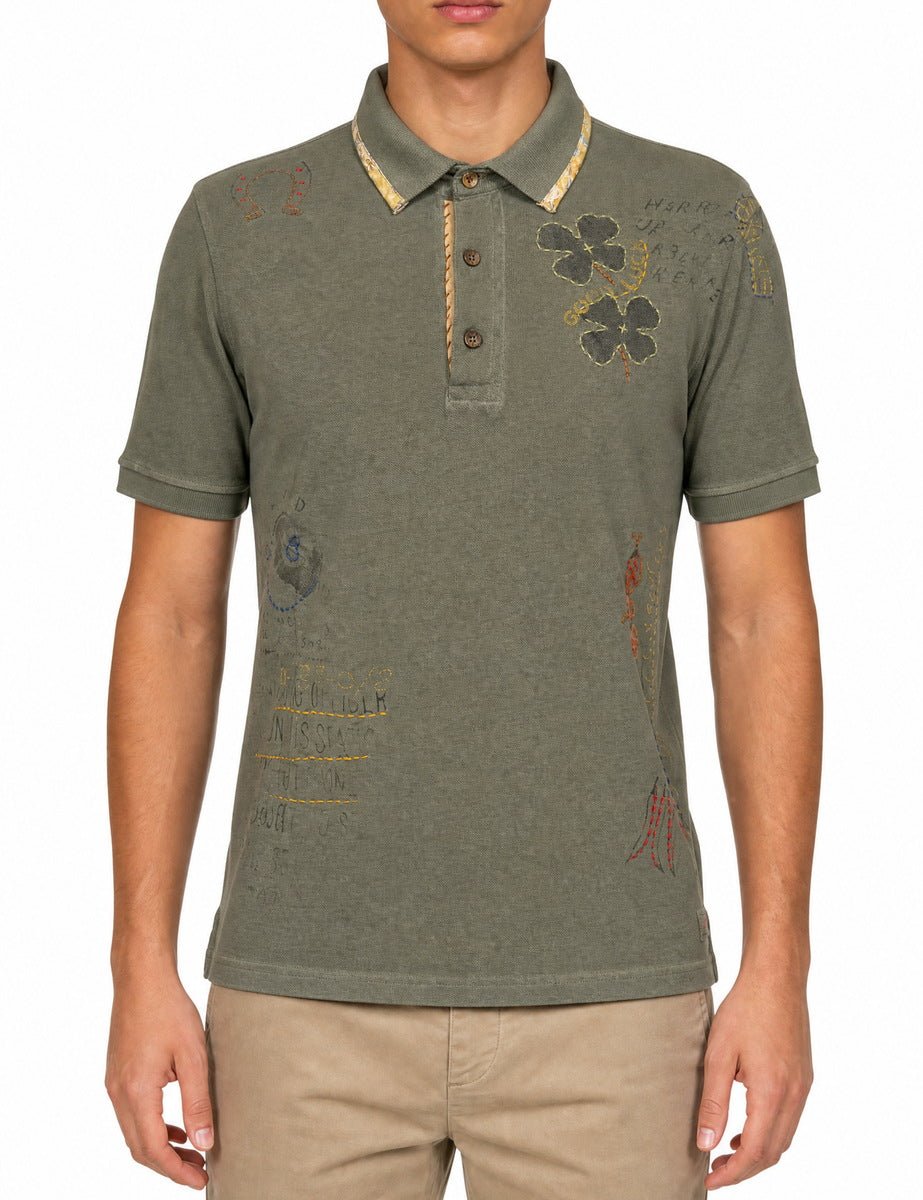 polo piquet lavato coccinelle ricamo militare - bob - polo