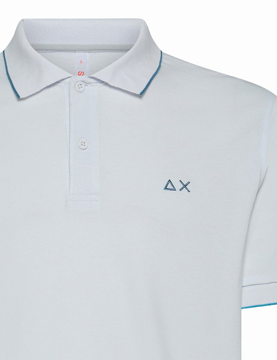 polo piquet riga collo bianco - sun68 - maglia