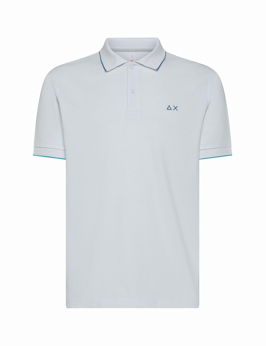 polo piquet riga collo bianco - sun68 - maglia